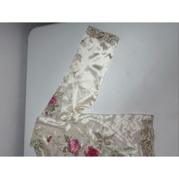 VTG Beautifulleaf Chinese Silk Embroidered Floral Top Blouse Button Up Sz XL - Picture 3 of 12